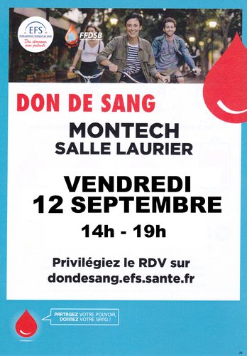 Affiche annonçant la collecte de sang du 12 septembre 2025
