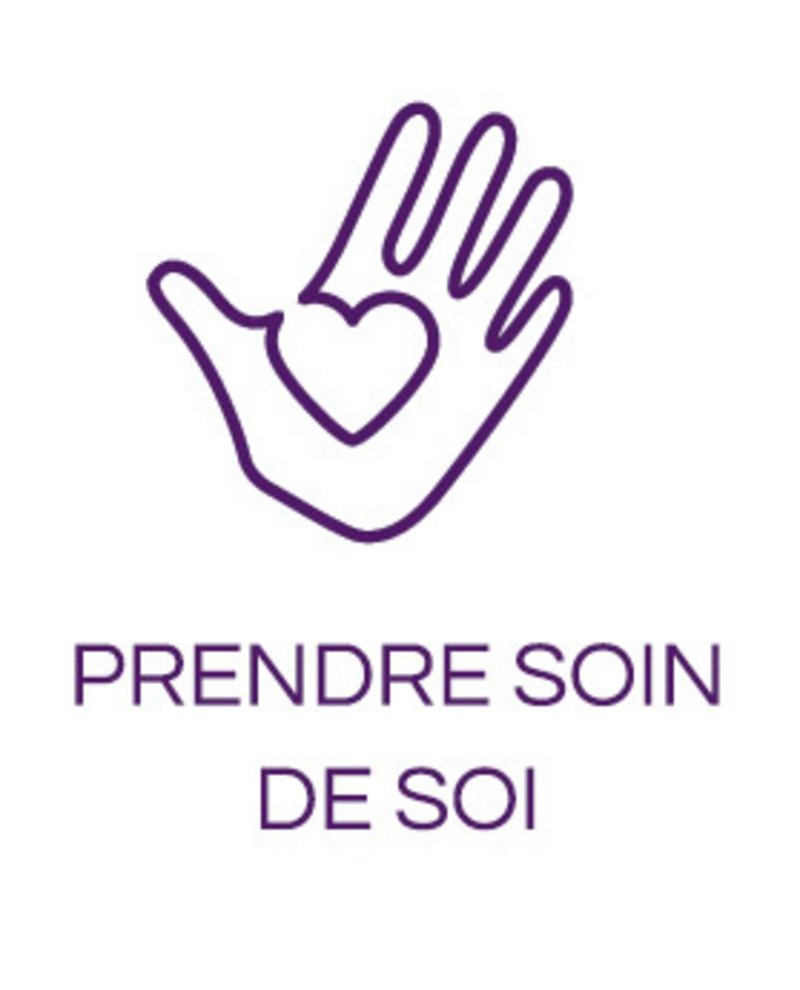 Icône main avec coeur pour lien vers page prendre soin de soi