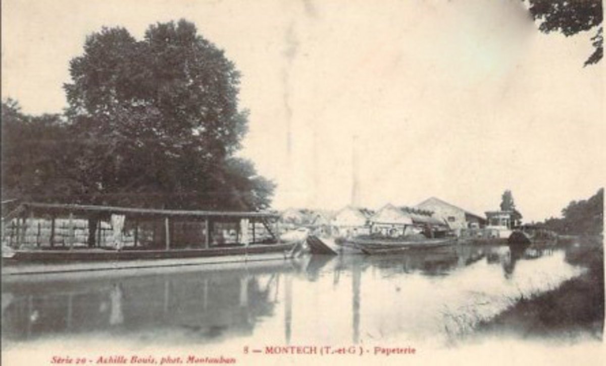 Vue du canal à Montech au milieu 20eme siècle