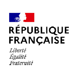 Drapeau français avec slogan français et intitulé République Française