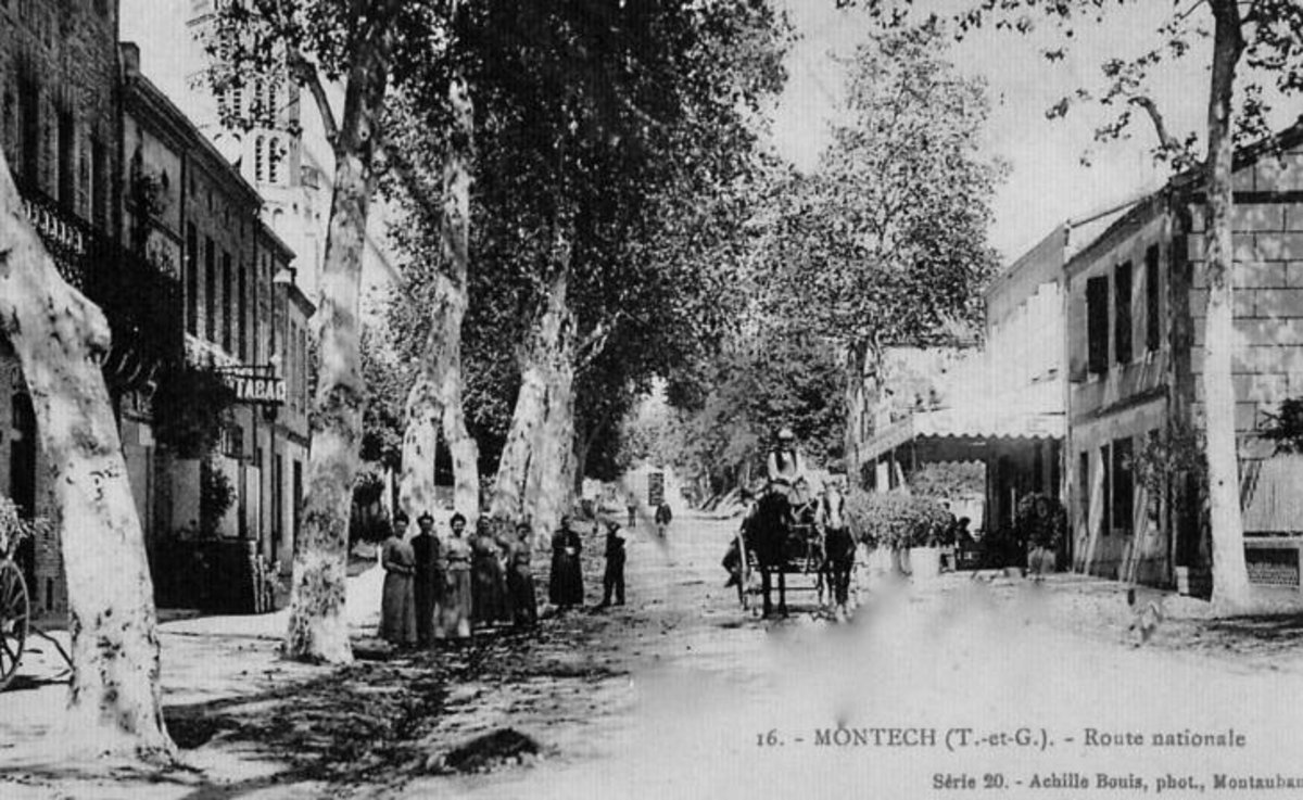 Vue de la route nationale de Montech milieu 20eme siècle