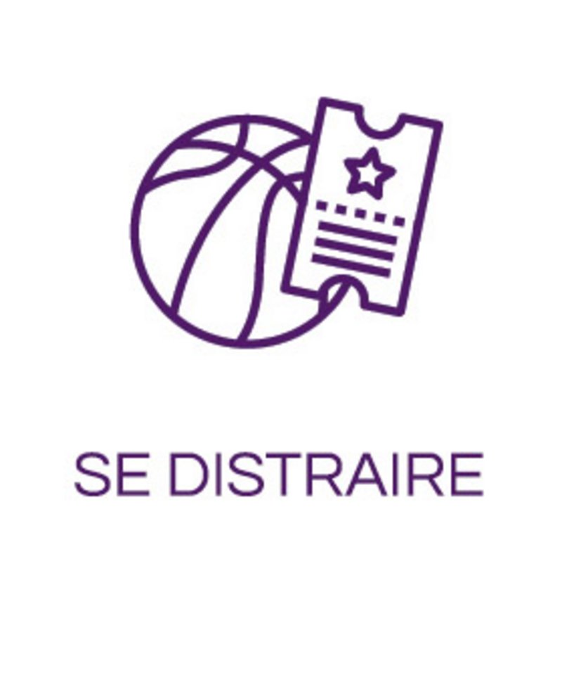 Icône ticket et ballon pour lien vers page se distraire