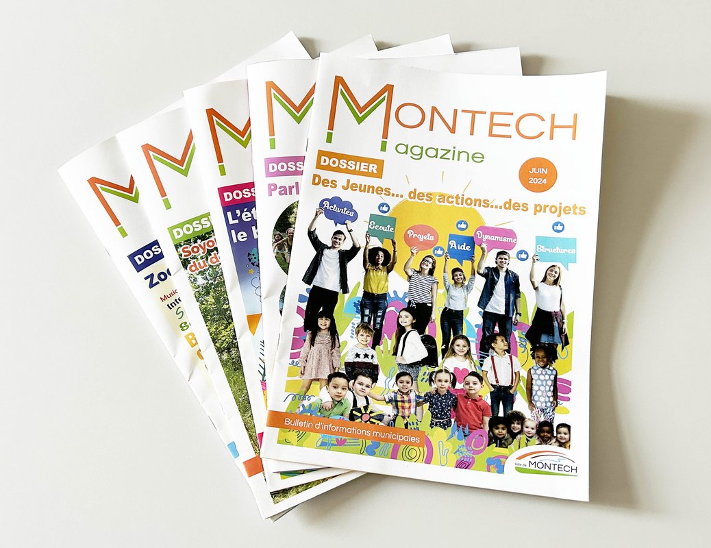 Plusieurs Montech Magazines posés en éventail
